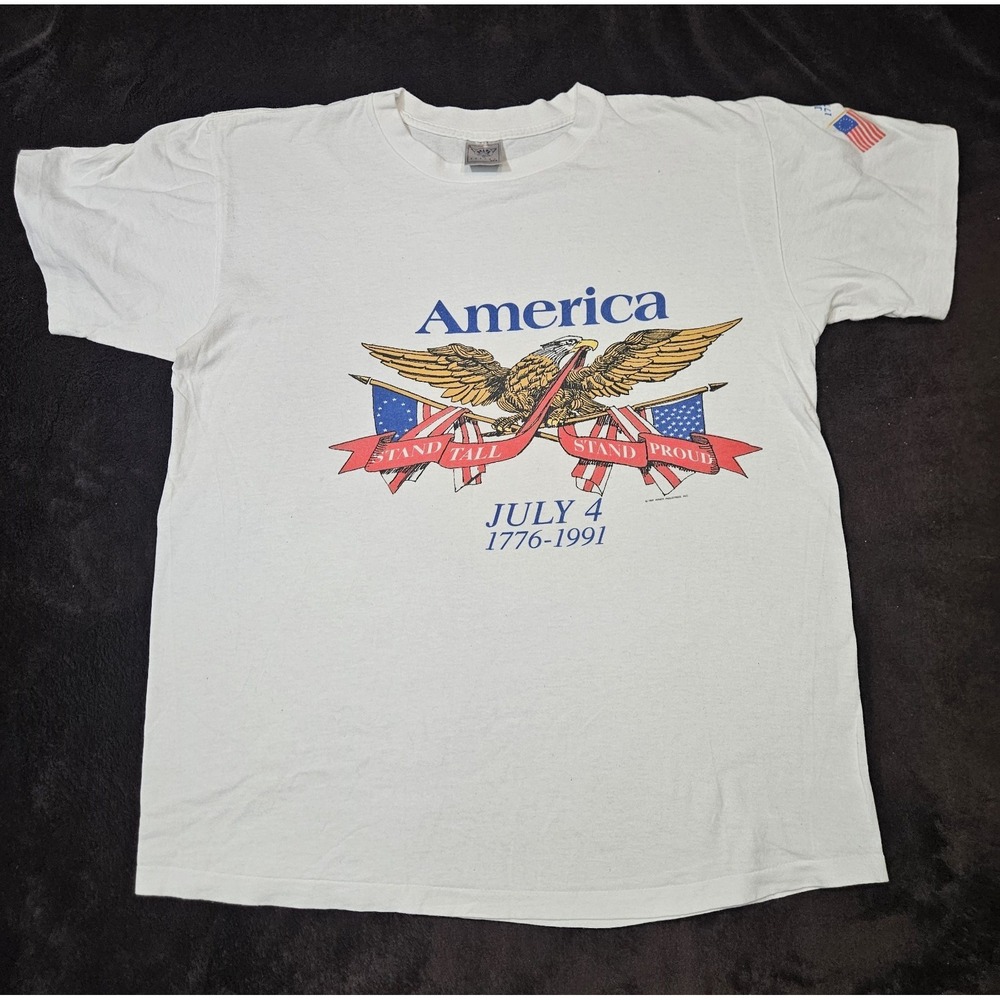 Vintage 90s Single Stitch Independence Day T-Shirt Size Large Delta Tag
